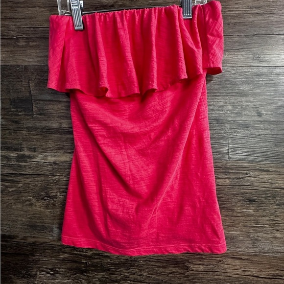 Lilly Pulitzer Pima Cotton Ruffled Halter Tube Top Coral Pink Blouse - Picture 4 of 8